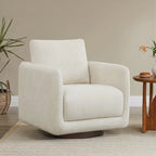 Fauteuil pivotant d'appoint en lin marron avec coussin de dossier – À l'unité et par lot de 2