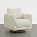 Fauteuil pivotant d'appoint en lin marron avec coussin de dossier – À l'unité et par lot de 2