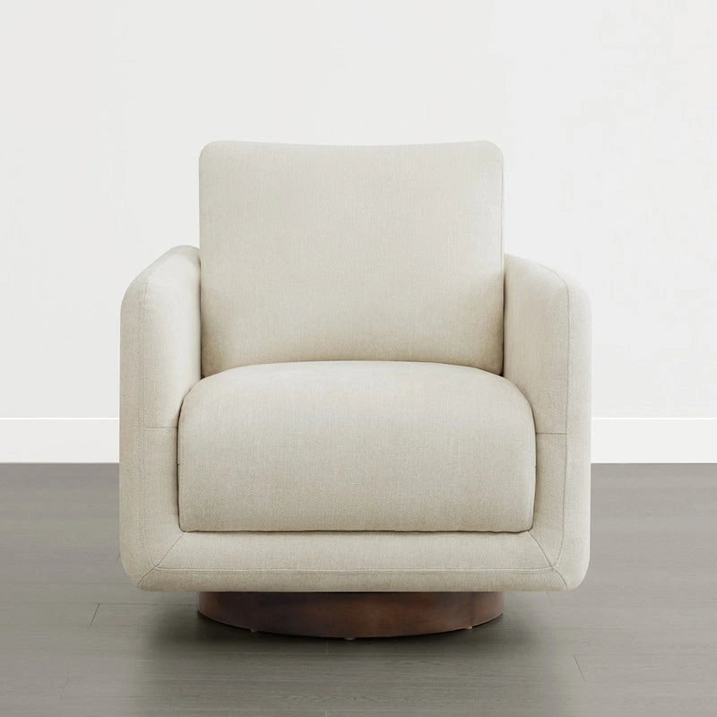Fauteuil pivotant d'appoint en lin marron avec coussin de dossier – À l'unité et par lot de 2