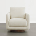 Fauteuil pivotant d'appoint en lin marron avec coussin de dossier – À l'unité et par lot de 2