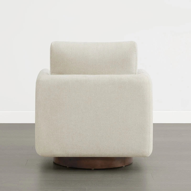 Fauteuil pivotant d'appoint en lin marron avec coussin de dossier – À l'unité et par lot de 2