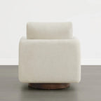 Fauteuil pivotant d'appoint en lin marron avec coussin de dossier – À l'unité et par lot de 2