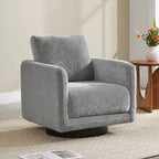 Fauteuil pivotant d'appoint en lin marron avec coussin de dossier – À l'unité et par lot de 2