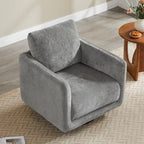 Fauteuil pivotant d'appoint en lin marron avec coussin de dossier – À l'unité et par lot de 2