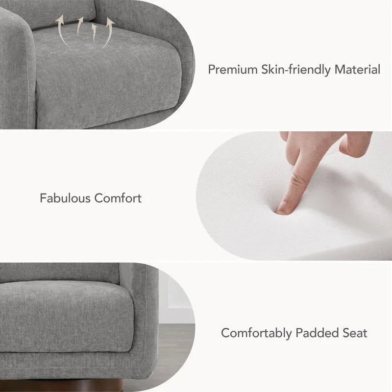 Fauteuil pivotant d'appoint en lin marron avec coussin de dossier – À l'unité et par lot de 2