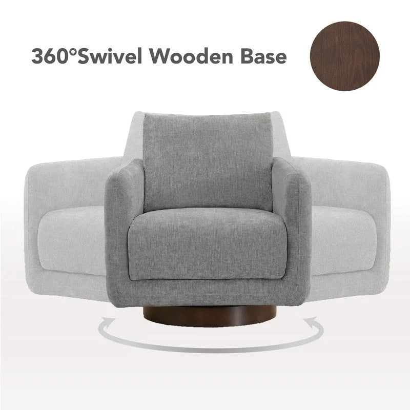 Fauteuil pivotant d'appoint en lin marron avec coussin de dossier – À l'unité et par lot de 2