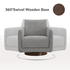 Fauteuil pivotant d'appoint en lin marron avec coussin de dossier – À l'unité et par lot de 2