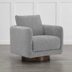 Fauteuil pivotant d'appoint en lin marron avec coussin de dossier – À l'unité et par lot de 2
