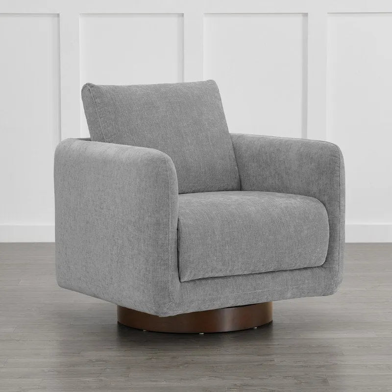Fauteuil pivotant d'appoint en lin marron avec coussin de dossier – À l'unité et par lot de 2