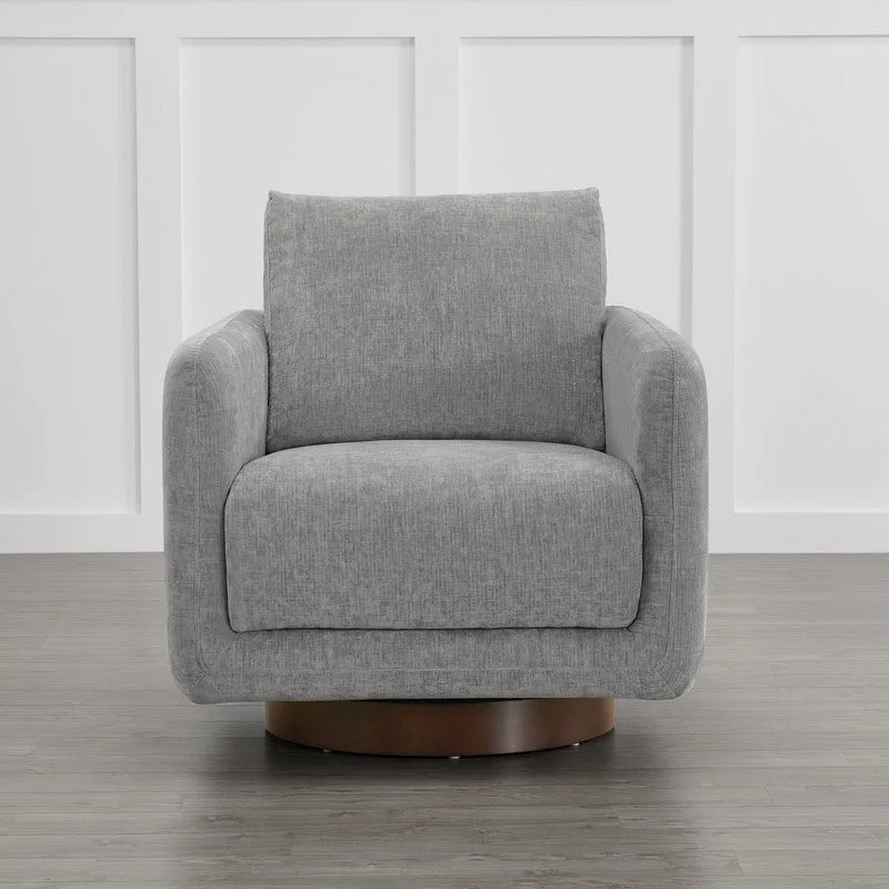 Fauteuil pivotant d'appoint en lin marron avec coussin de dossier – À l'unité et par lot de 2