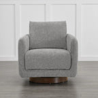Fauteuil pivotant d'appoint en lin marron avec coussin de dossier – À l'unité et par lot de 2