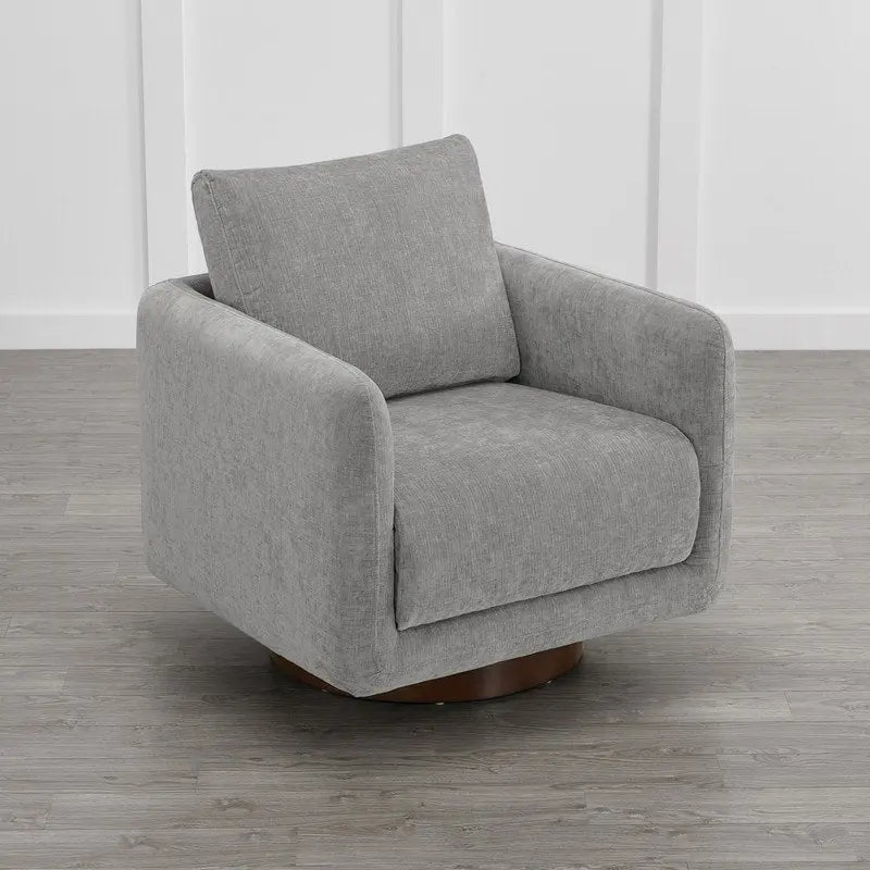 Fauteuil pivotant d'appoint en lin marron avec coussin de dossier – À l'unité et par lot de 2