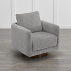 Fauteuil pivotant d'appoint en lin marron avec coussin de dossier – À l'unité et par lot de 2