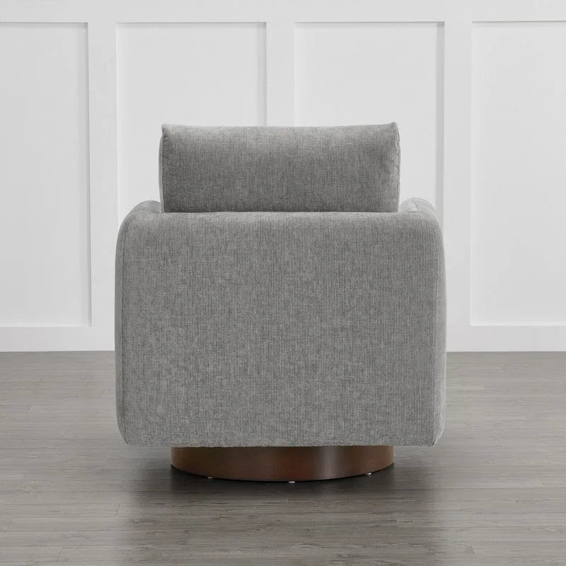 Fauteuil pivotant d'appoint en lin marron avec coussin de dossier – À l'unité et par lot de 2