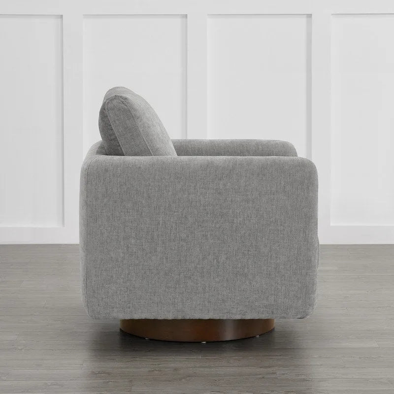 Fauteuil pivotant d'appoint en lin marron avec coussin de dossier – À l'unité et par lot de 2