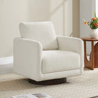 Fauteuil pivotant d'appoint en lin marron avec coussin de dossier – À l'unité et par lot de 2