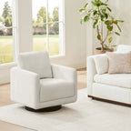 Fauteuil pivotant d'appoint en lin marron avec coussin de dossier – À l'unité et par lot de 2