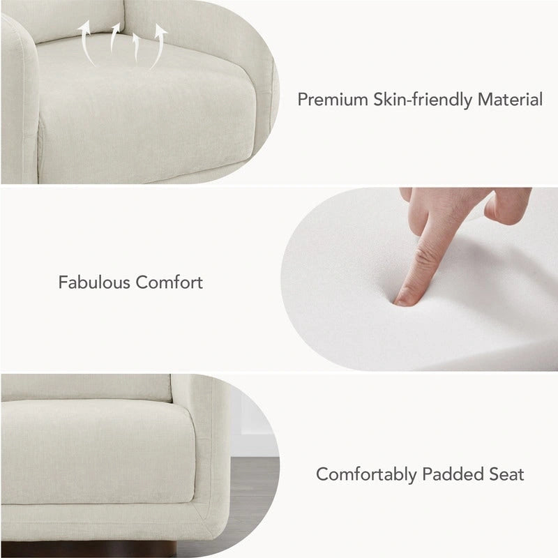 Fauteuil pivotant d'appoint en lin marron avec coussin de dossier – À l'unité et par lot de 2