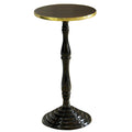 Table d'appoint ronde sur pied, marron/blanc, simple, plateau en marbre avec bordure dorée