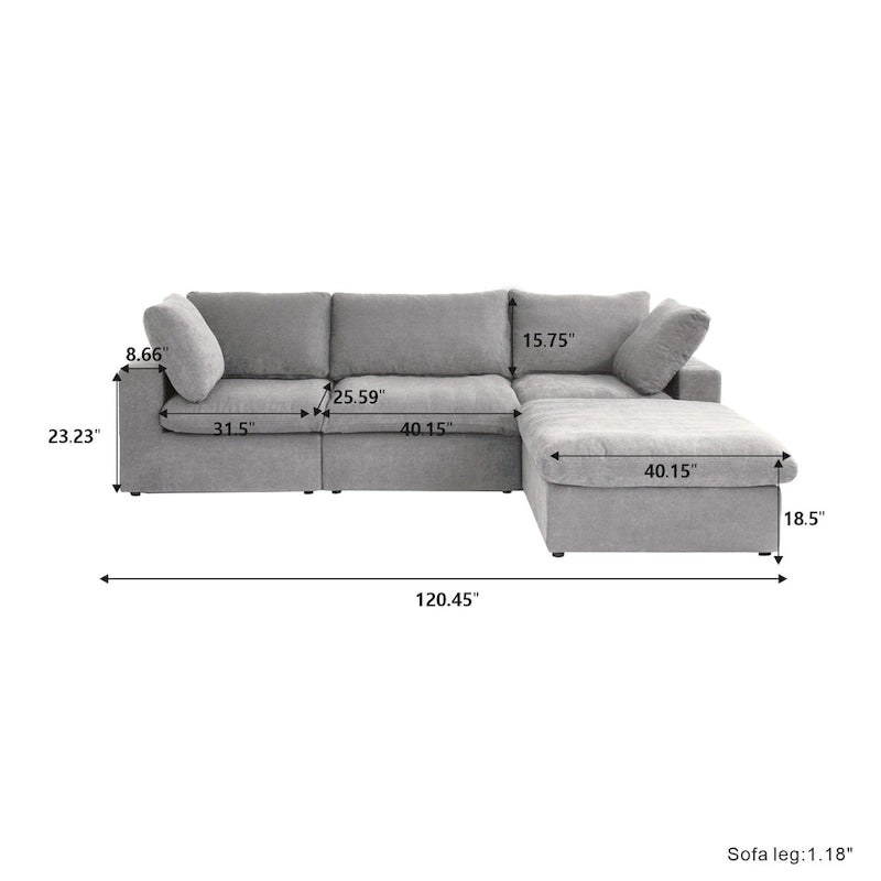 Canapé d'angle modulable avec pouf de rangement – Gris / Anthracite / Blanc / Kaki, 4 places