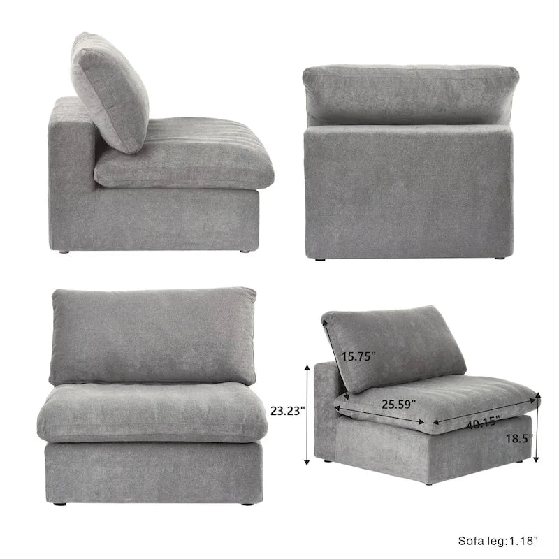Canapé d'angle modulable avec pouf de rangement – Gris / Anthracite / Blanc / Kaki, 4 places