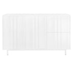 Meuble de Rangement Motif Vague avec 2 Portes et 2 Tiroirs, Réglable, Adapté pour Bureau, Entrée et Salon