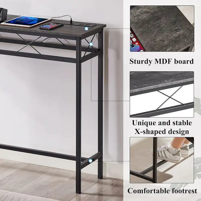 Console en gris anthracite avec chargement USB – Montage par 1 personne, 3 tailles