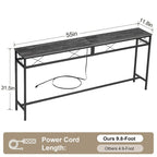 Console en gris anthracite avec chargement USB – Montage par 1 personne, 3 tailles
