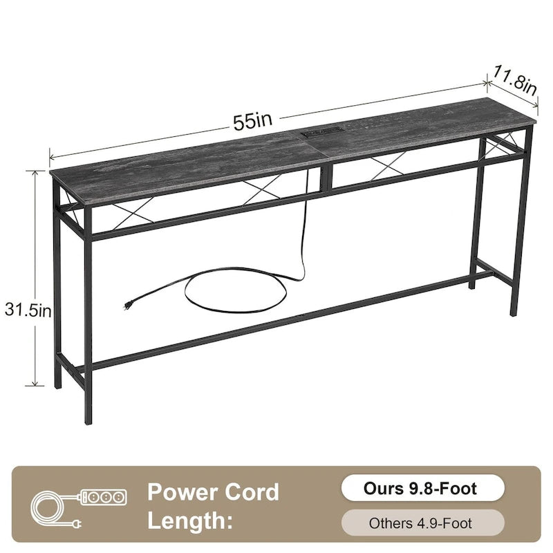 Console en gris anthracite avec chargement USB – Montage par 1 personne, 3 tailles