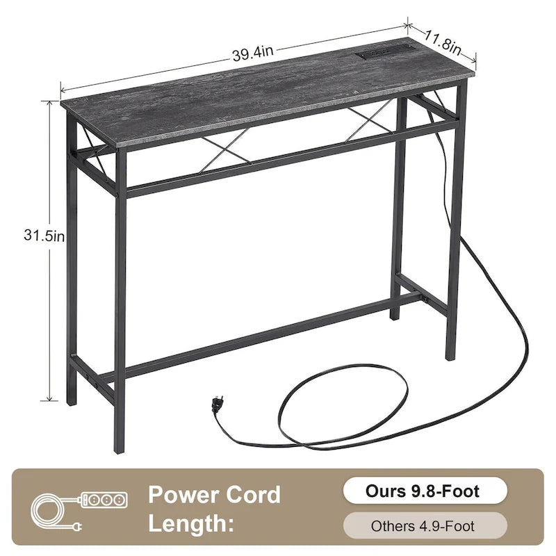 Console en gris anthracite avec chargement USB – Montage par 1 personne, 3 tailles