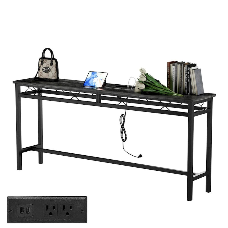 Console en gris anthracite avec chargement USB – Montage par 1 personne, 3 tailles