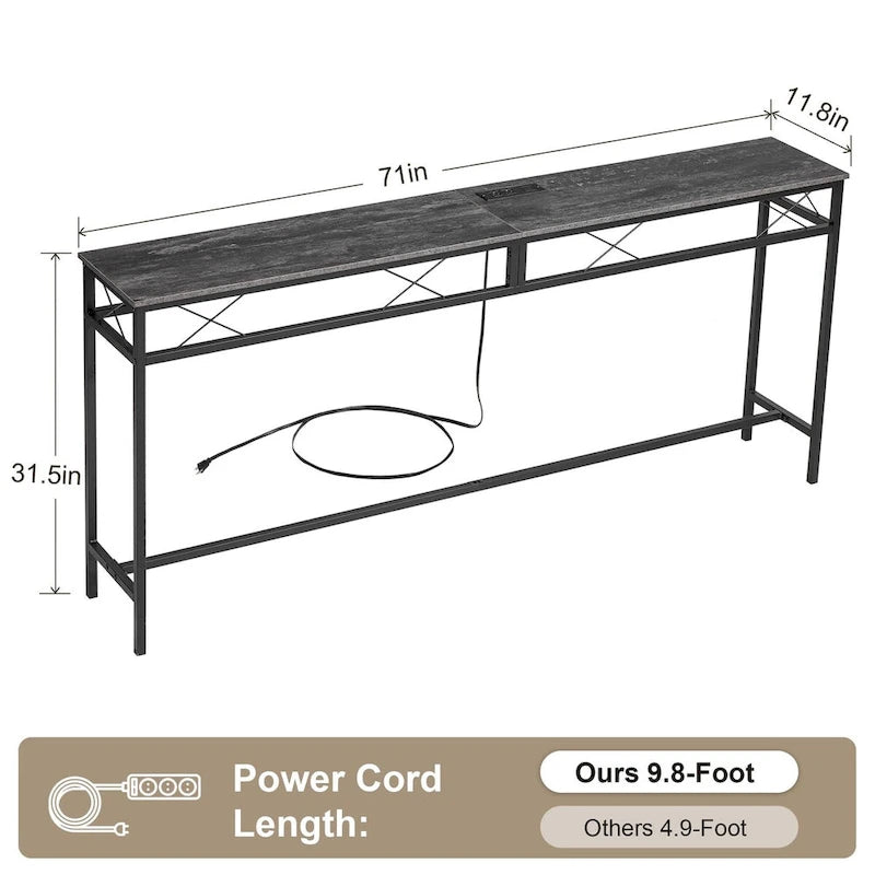 Console en gris anthracite avec chargement USB – Montage par 1 personne, 3 tailles