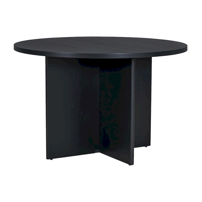 Ensemble table à manger ronde, naturel/noir, 4 places