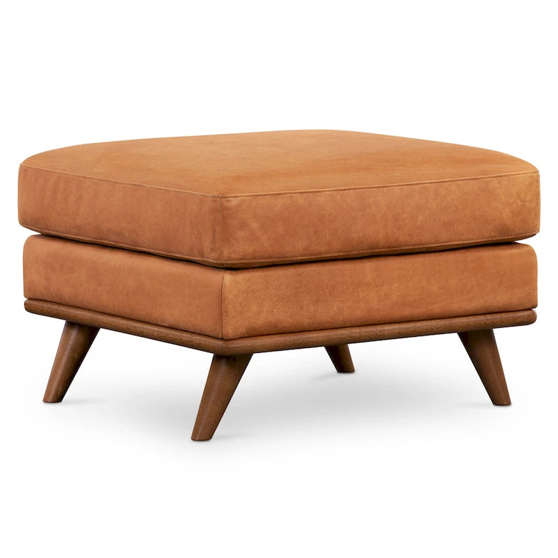 Pouf en cuir italien pleine fleur