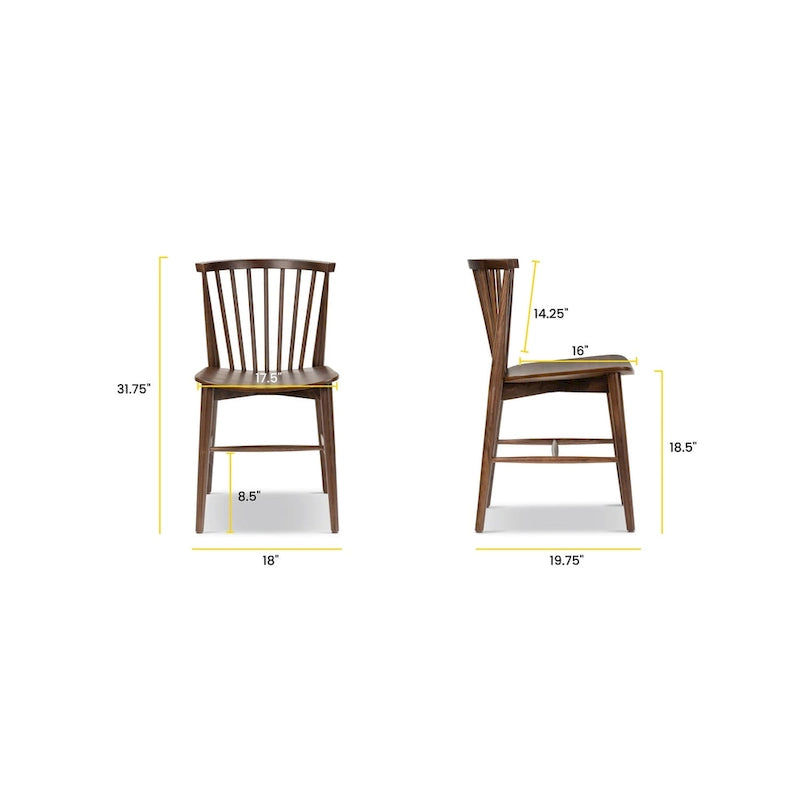Chaise de salle à manger à barreaux en chêne / noyer / noir, 1 place