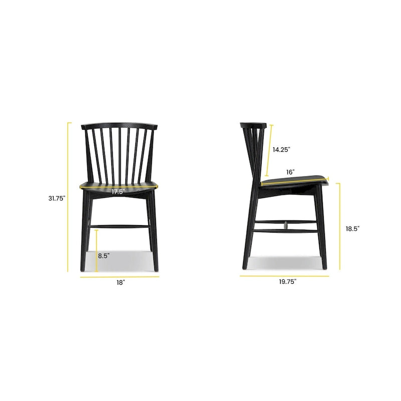 Chaise de salle à manger à barreaux en chêne / noyer / noir, 1 place