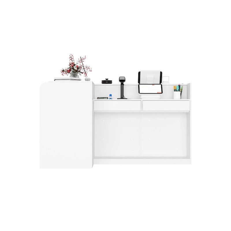 Bureau de réception en L, blanc, 1 personne