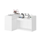 Bureau de réception en L, blanc, 1 personne