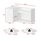 Bureau de réception en L, blanc, 1 personne